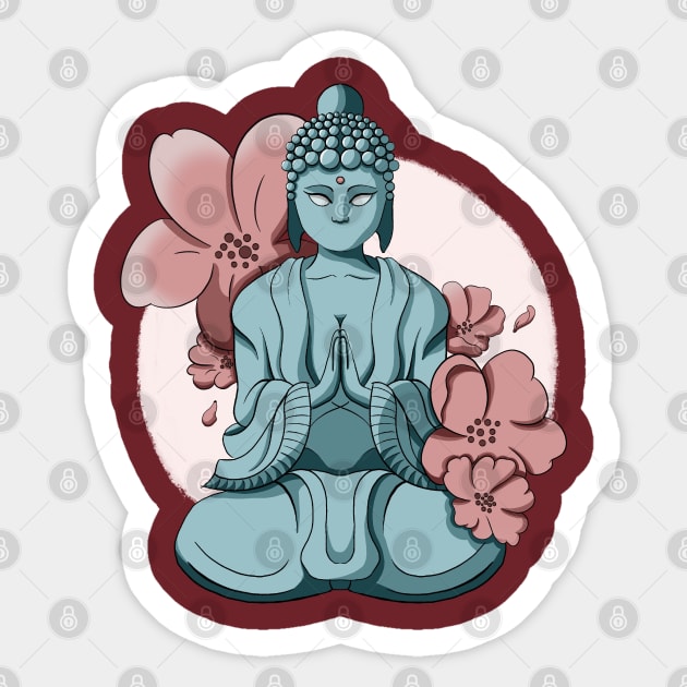 Floral buddha Sticker by MerchBeastStudio